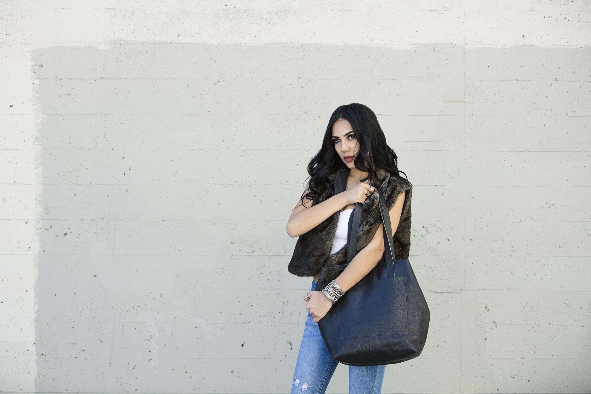 Kiko Journalist Tote Bag in top grain cowhide pebble leather with removable strap and spacious interior