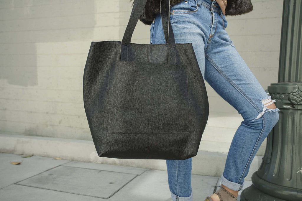 Kiko Journalist Tote Bag in top grain cowhide leather with spacious interior and removable strap