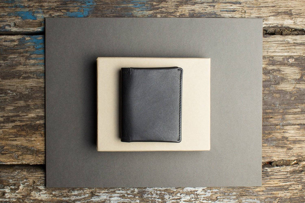 Kiko Slim Bifold Wallet handcrafted leather with 2 card slots and quick-access pocket