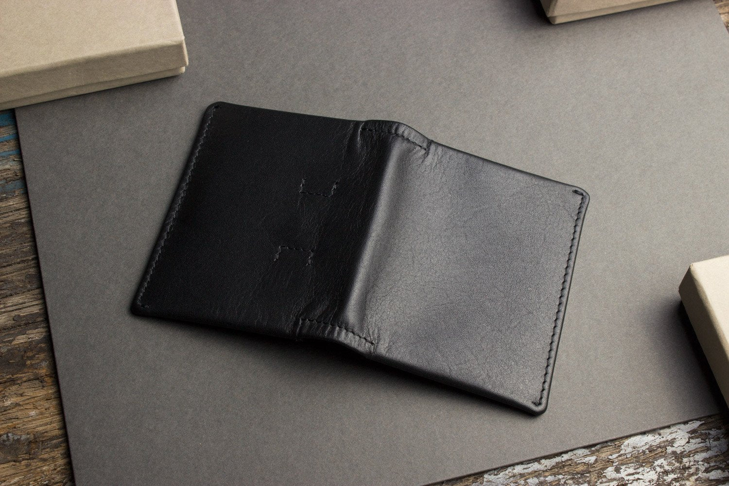 Kiko Slim Bifold Wallet handcrafted leather with 2 card slots and quick-access pocket