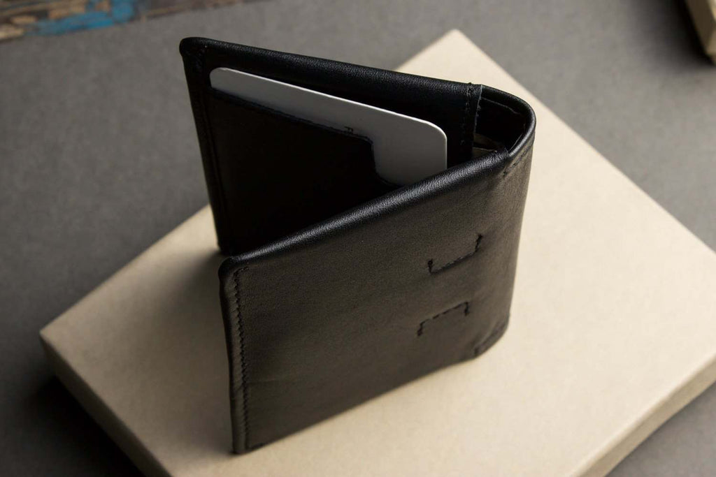 Kiko Slim Bifold Wallet handcrafted leather with 2 card slots and quick-access pocket holding folded cash