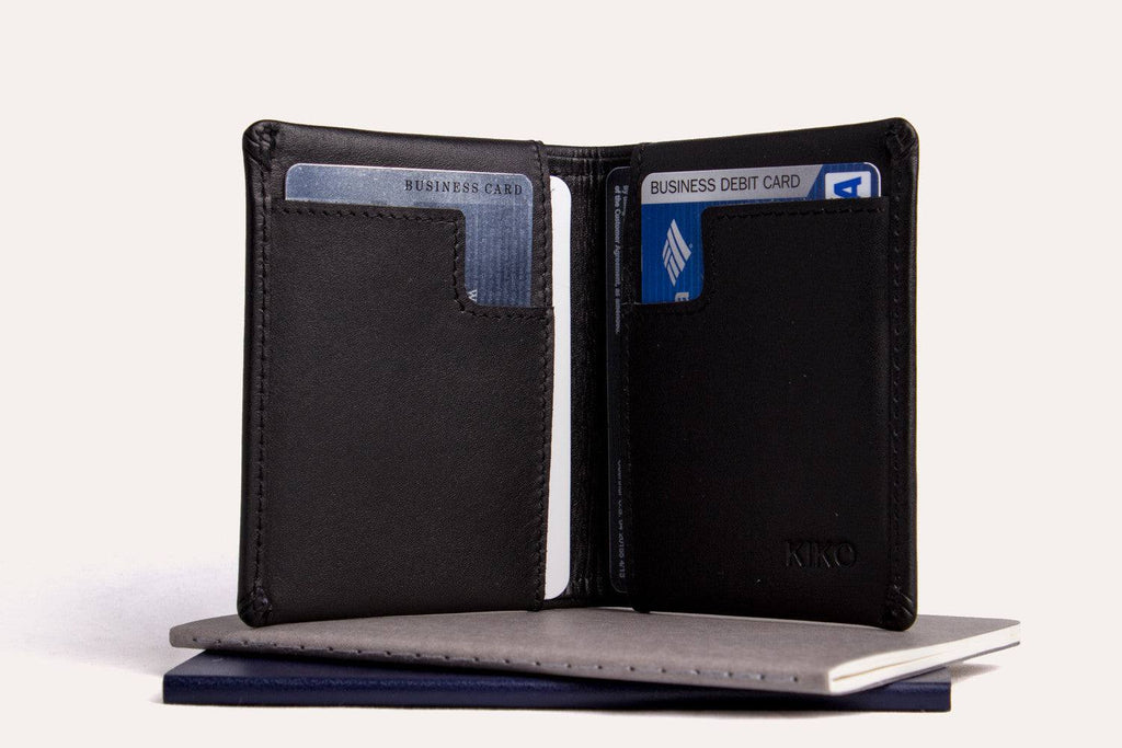 Kiko Slim Bifold Wallet handcrafted leather with 2 card slots and quick-access pocket