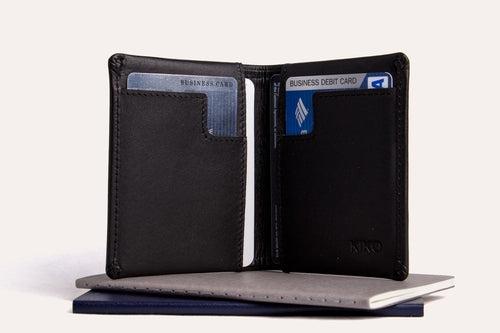 Kiko Slim Bifold Wallet handcrafted leather with 2 card slots and quick-access pocket