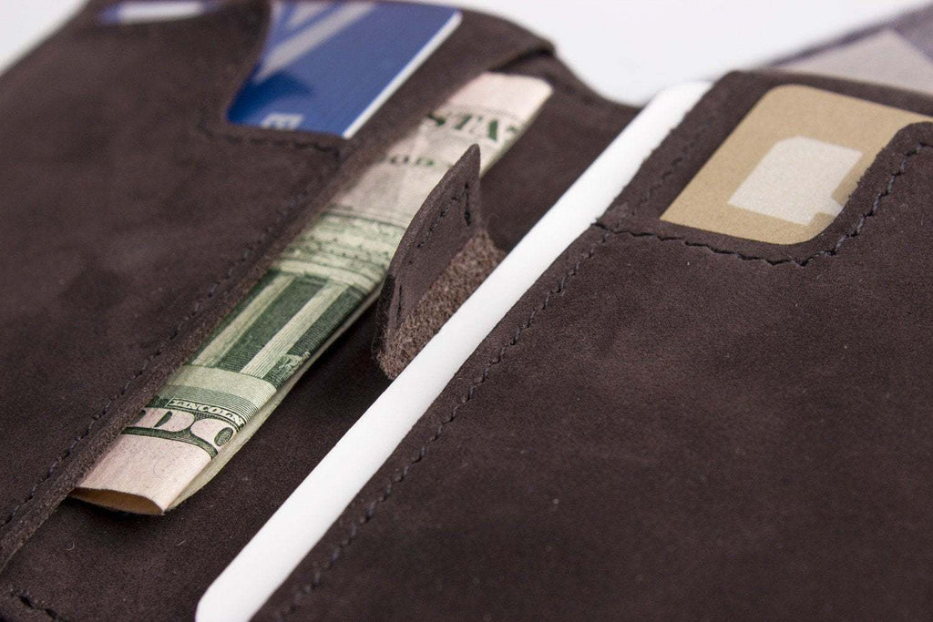 Kiko Slim Bifold Wallet handcrafted leather slim wallet with 2 card slots and quick-access pocket