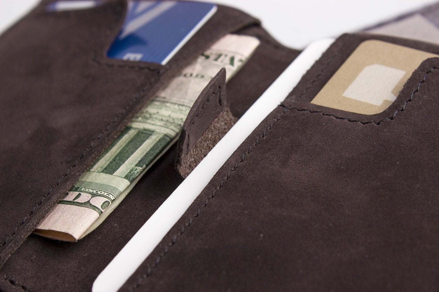 Kiko Slim Bifold Wallet handcrafted leather slim wallet with 2 card slots and quick-access pocket