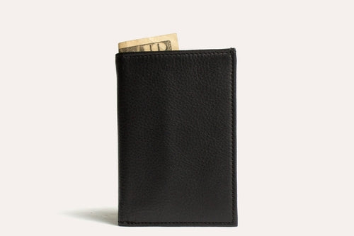 Kiko leather trifold wallet made from full grain cowhide with 9 card slots and ID window