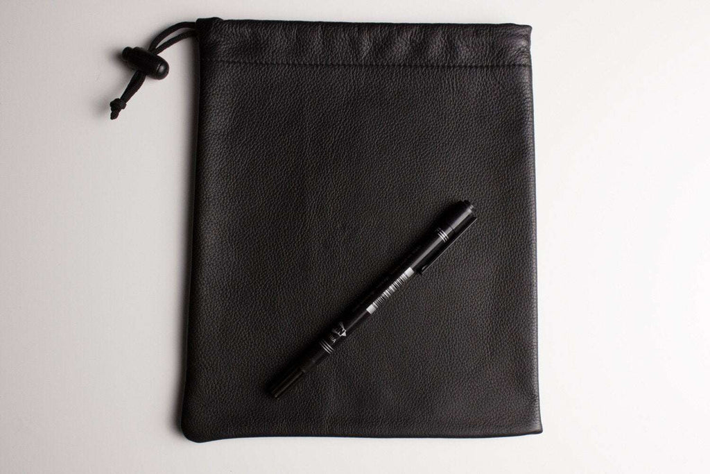 Kiko Much Needed Accessory Pouch cowhide leather with adjustable pull string closure