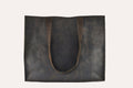 Kiko Raw Edge Tote Bag in top grain leather with vintage square shape and marbled mocha finish