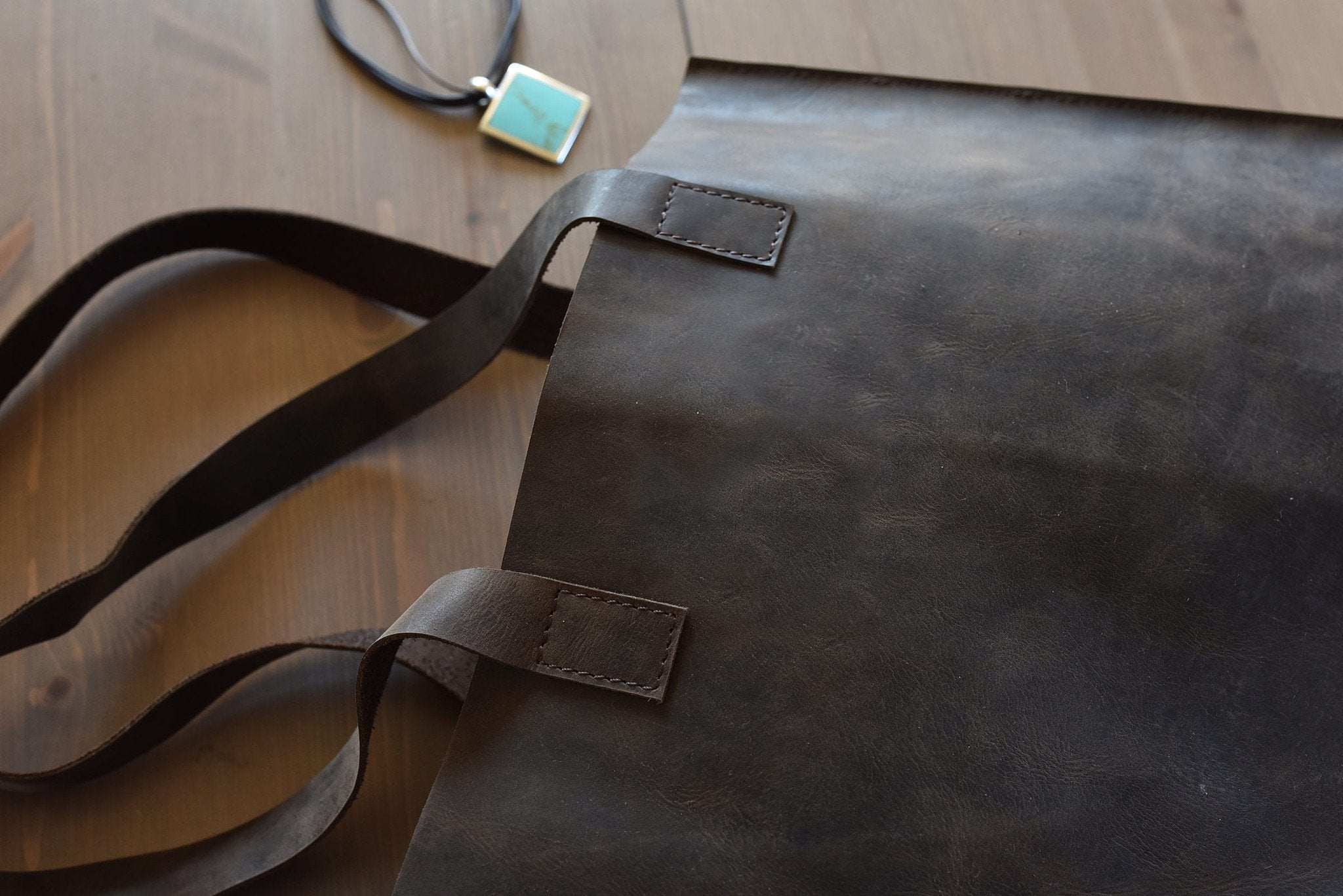 Kiko Raw Edge Tote bag in marbled mocha top grain leather with vintage square design and spacious chestnut interior