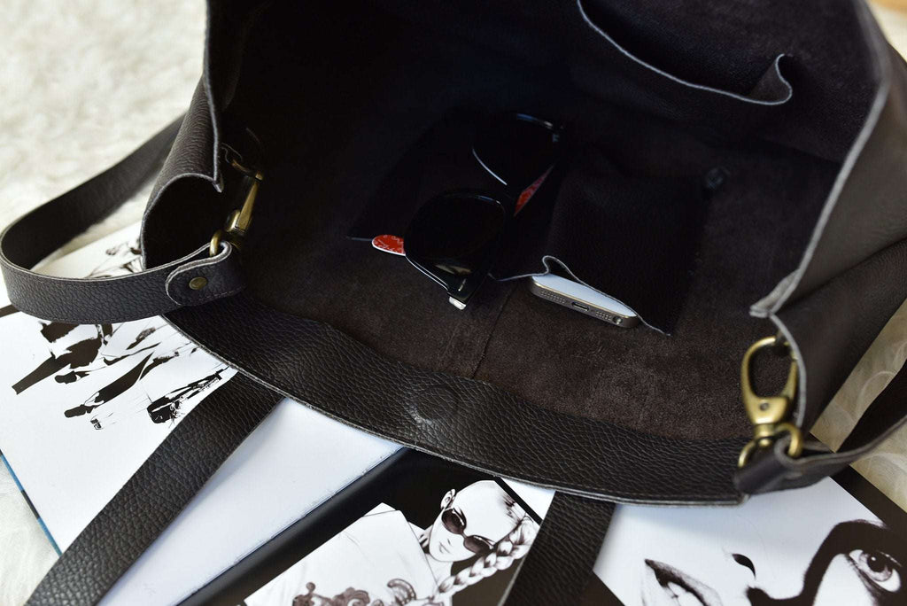 Kiko Journalist Tote Bag in soft top grain cowhide leather with spacious interior and removable shoulder strap