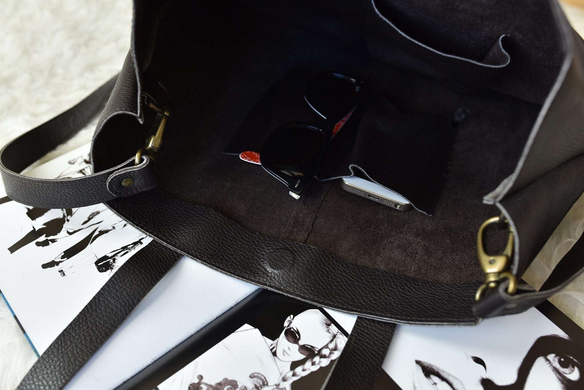 Kiko Journalist Tote Bag in soft top grain cowhide leather with spacious interior and removable shoulder strap