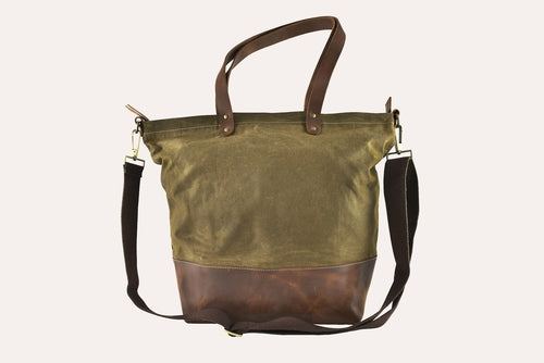 Kiko Boyfriend Canvas Shoulder Bag with genuine leather bottom and removable strap