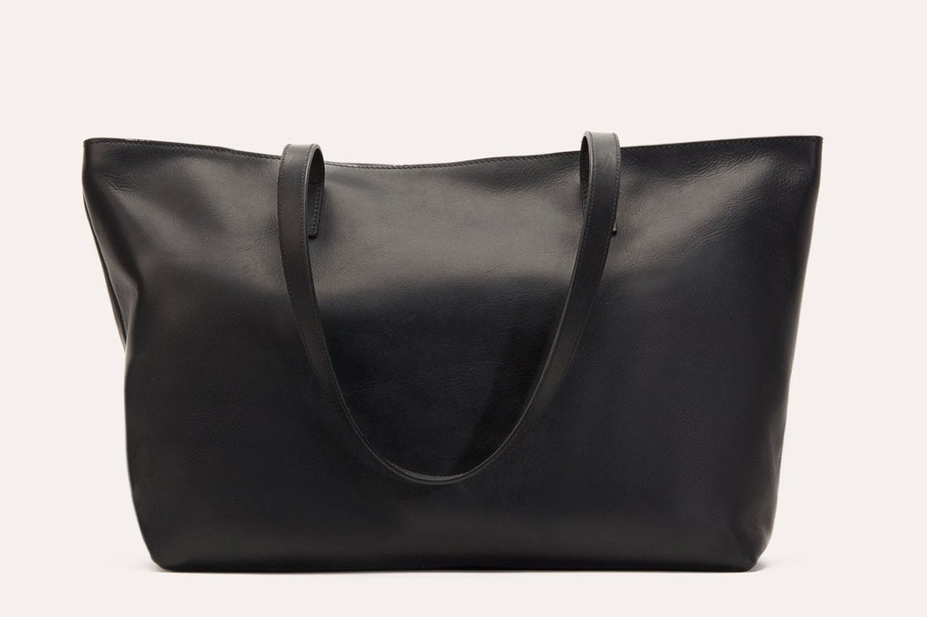 Genuine leather mid zip shoulder bag with top zipper and organized interior pockets