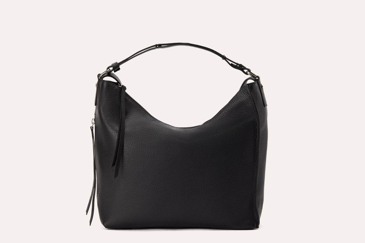Genuine pebble leather versatile shoulder bag with adjustable straps and multiple pockets for everyday use