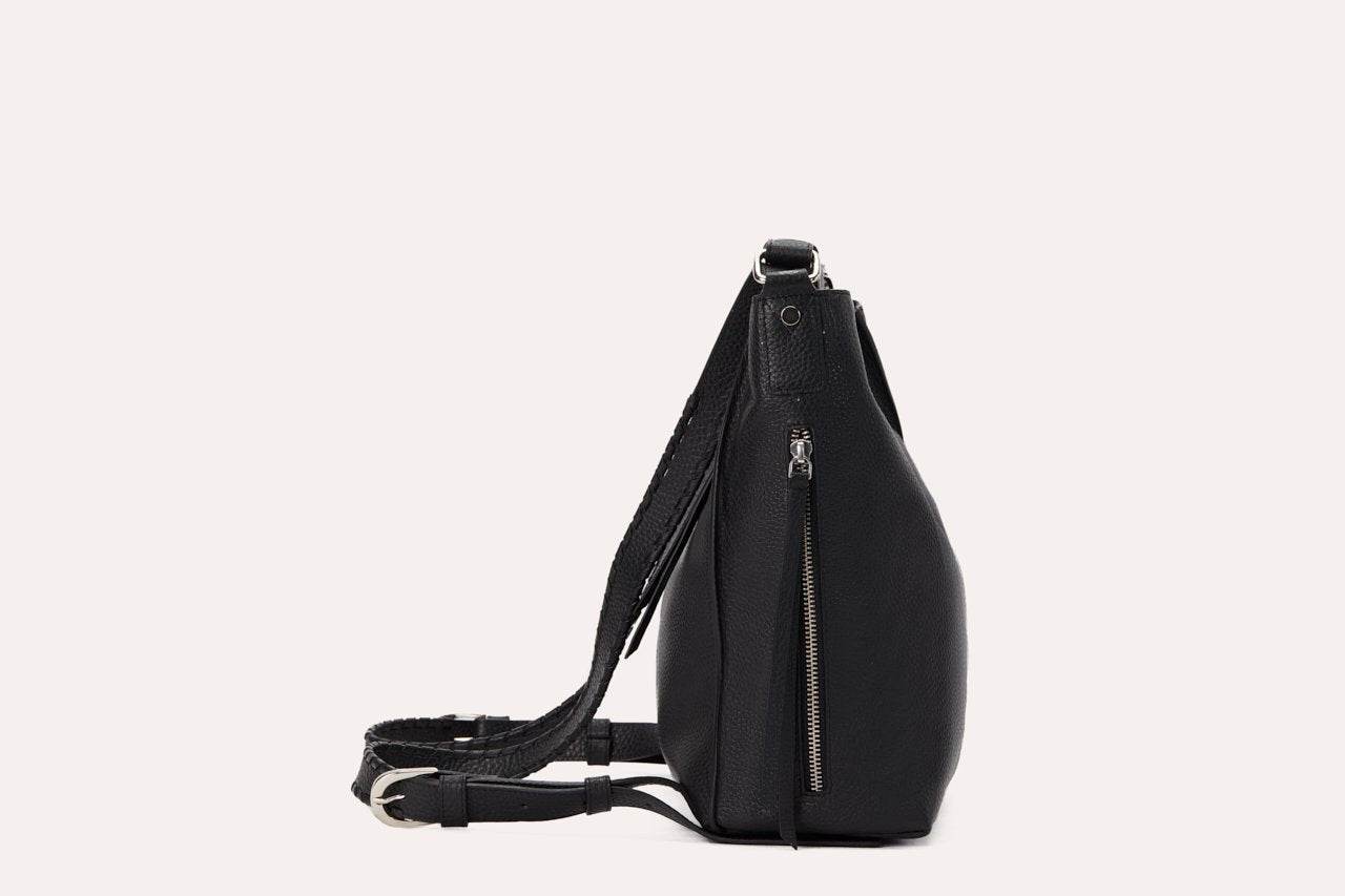 Genuine pebble leather versatile shoulder bag with adjustable straps and multiple pockets