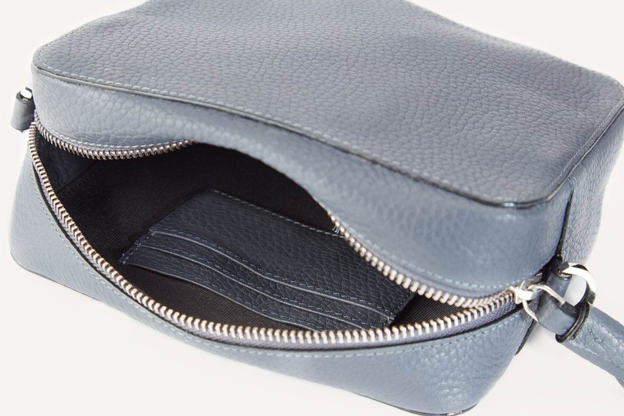 Kiko loveable crossbody bag in genuine pebble leather with adjustable strap and card slots
