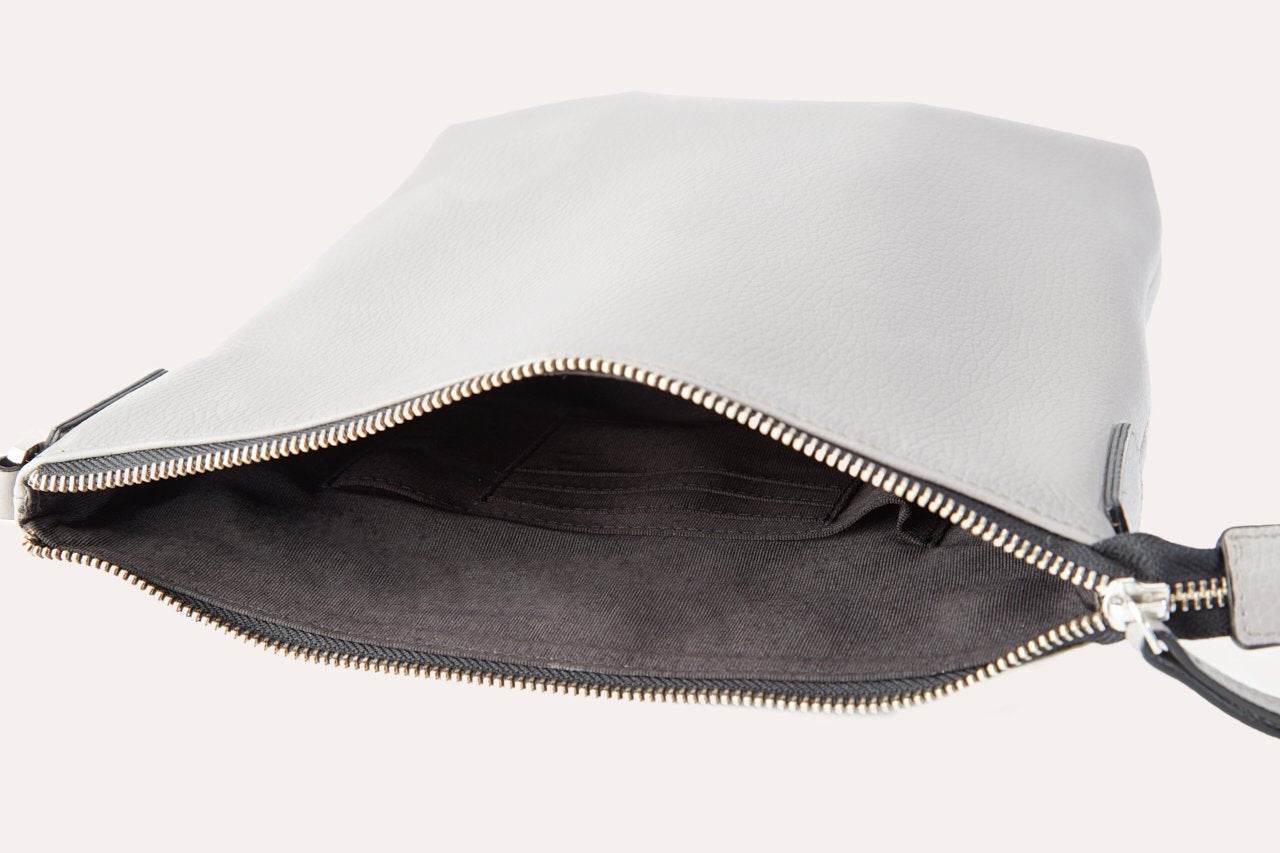 Kiko pebble leather crossbody bag in genuine textured leather with adjustable strap and external zipper pocket
