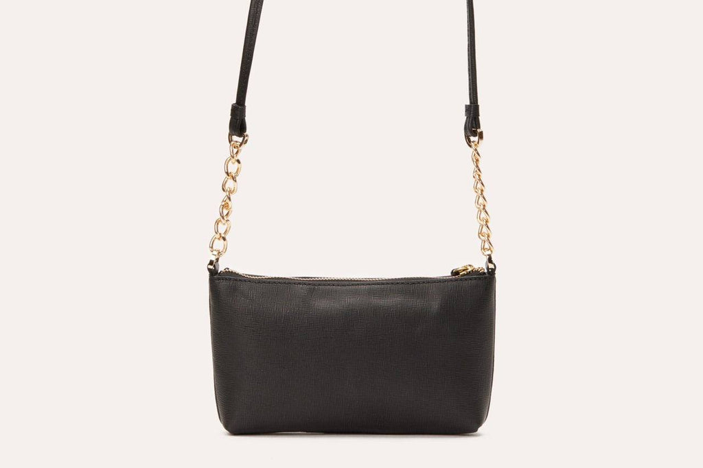 Kiko Two Chain Crossbody Bag in genuine Saffiano leather with internal zipper pocket
