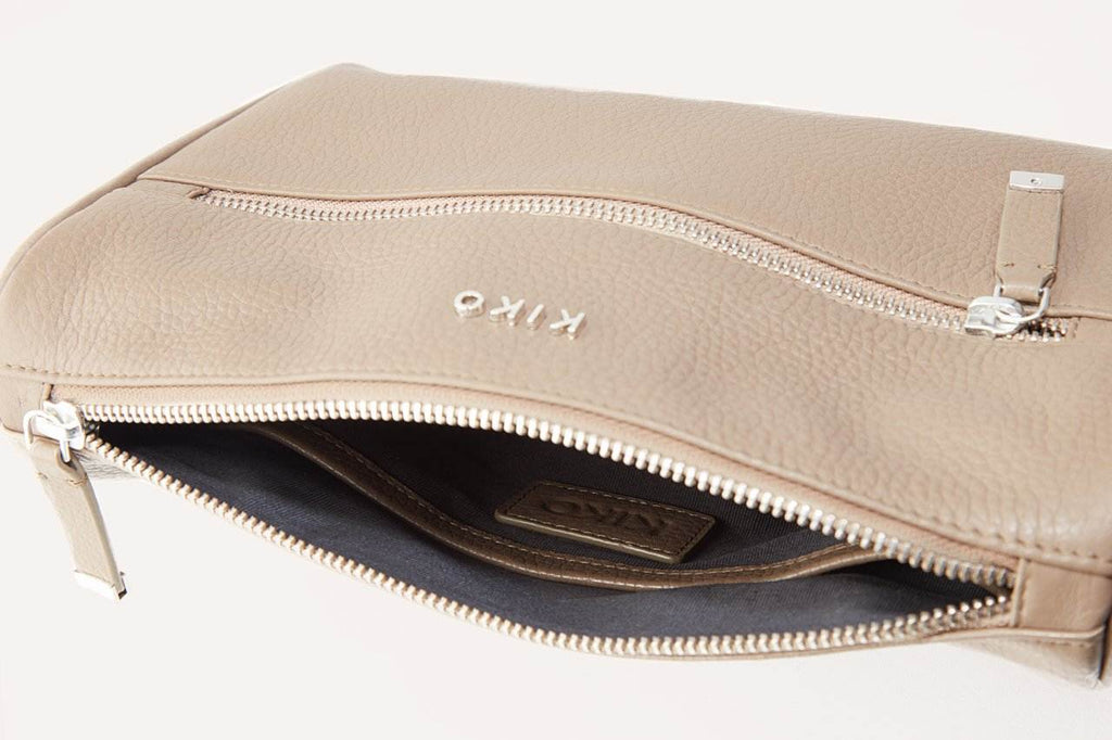 Stylish genuine pebble leather crossbody bag with adjustable strap and multiple pockets