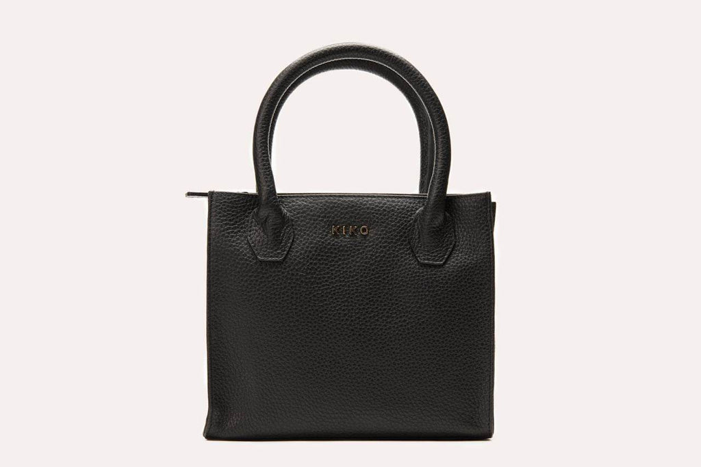 Kiko Minimalist Crossbody Bag in genuine pebble leather with adjustable strap and secure zipper pocket