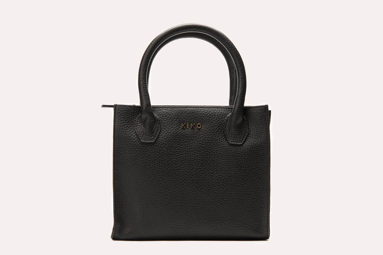 Kiko Minimalist Crossbody Bag in genuine pebble leather with adjustable strap and secure zipper pocket