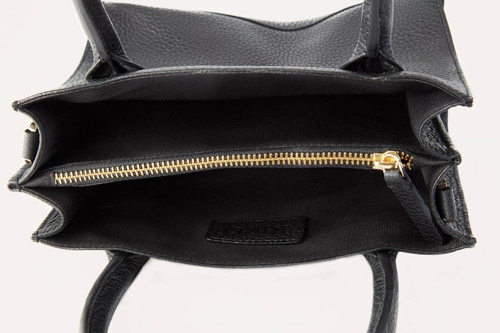 Kiko Minimalist Crossbody Bag in genuine pebble leather with adjustable strap and zipper pocket