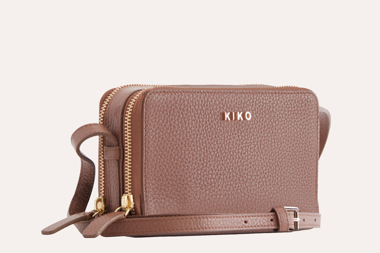 Kiko Pebble leather zip-around crossbody bag with adjustable strap and multiple compartments
