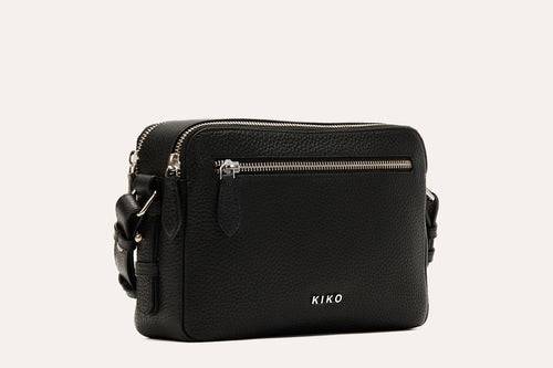Kiko Classic Crossbody Bag in genuine pebble leather with multiple compartments and adjustable strap