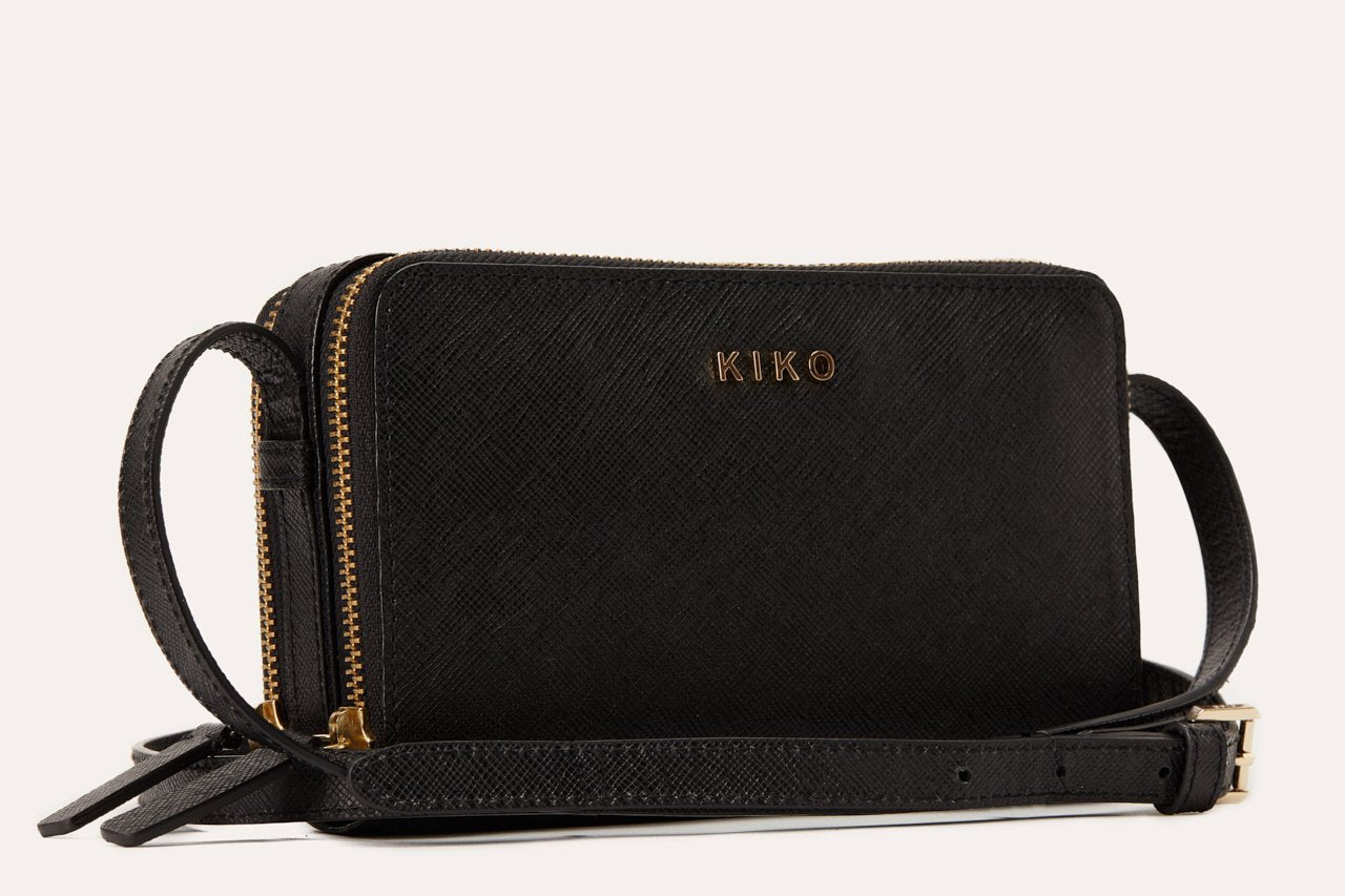 Kiko Zip Around Crossbody Bag in genuine Saffiano leather with multiple compartments and adjustable strap