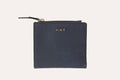 Compact genuine saffiano leather coin purse wallet with ID window, zipper slot, and card storage
