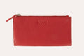 Genuine pebble leather top zip wallet with multiple compartments and secure button closure