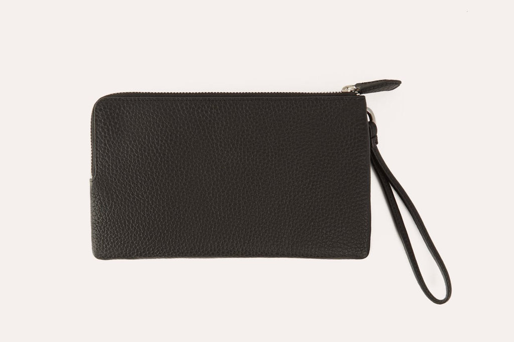 Kiko Large Wristlet genuine pebble leather double zip organizer with card slots and internal pockets