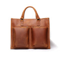Dagmar Leather Briefcase vintage brown Crazy Horse leather messenger bag with adjustable shoulder strap and multiple zippered compartments