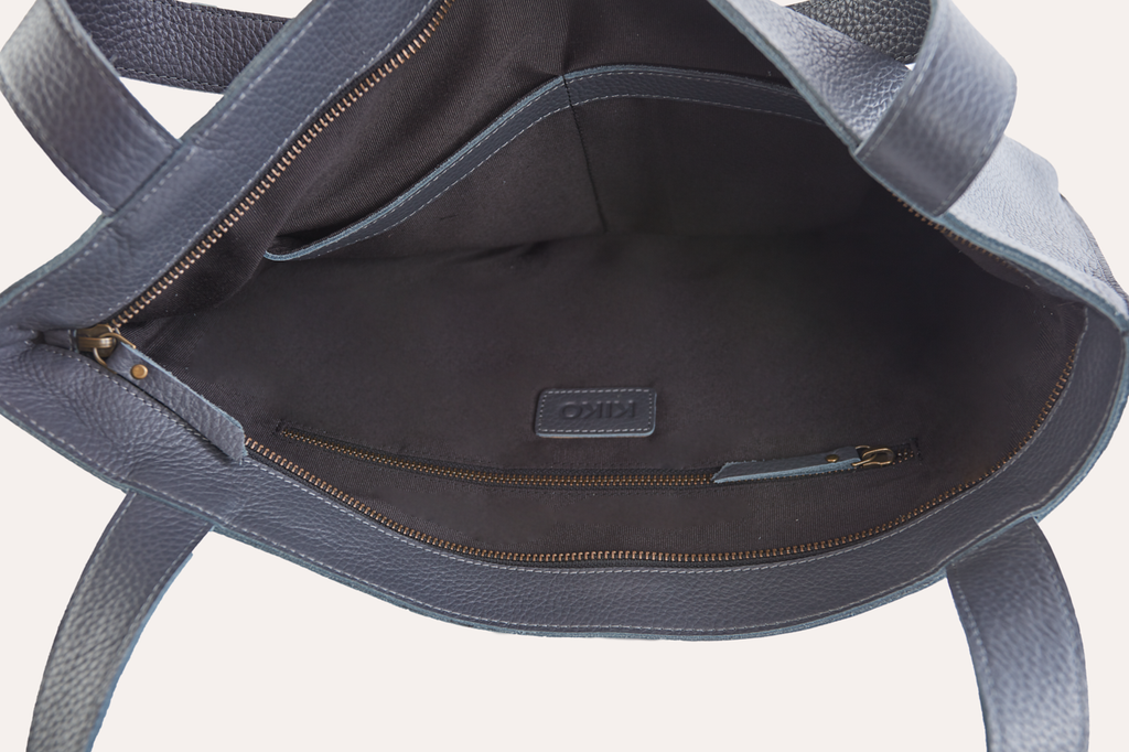 Kiko On The Go Tote Bag genuine leather with zip closure and organized interior pockets
