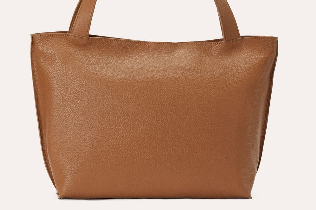 Kiko On The Go Tote Bag genuine leather soft box design with top zip closure and internal pockets