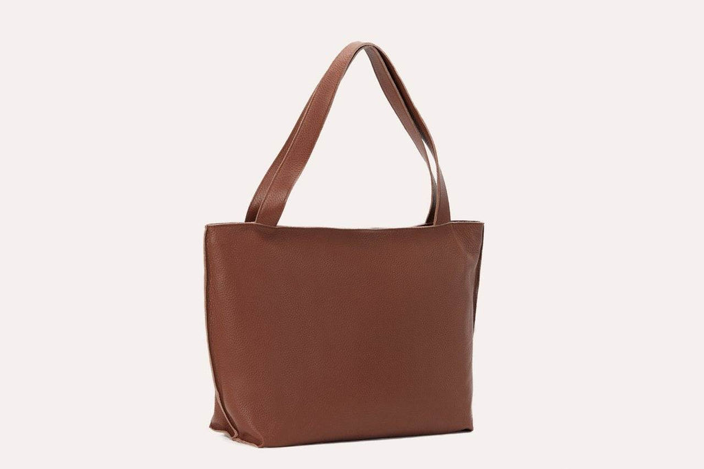 Kiko On The Go Tote Bag genuine leather soft box design with top zip closure and organized interior pockets