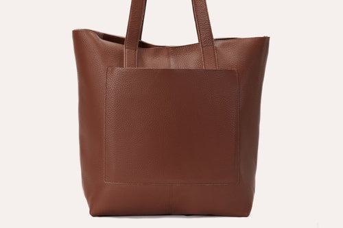 Kiko Journalist Tote Bag in top grain cowhide pebble leather with removable strap and spacious interior pockets