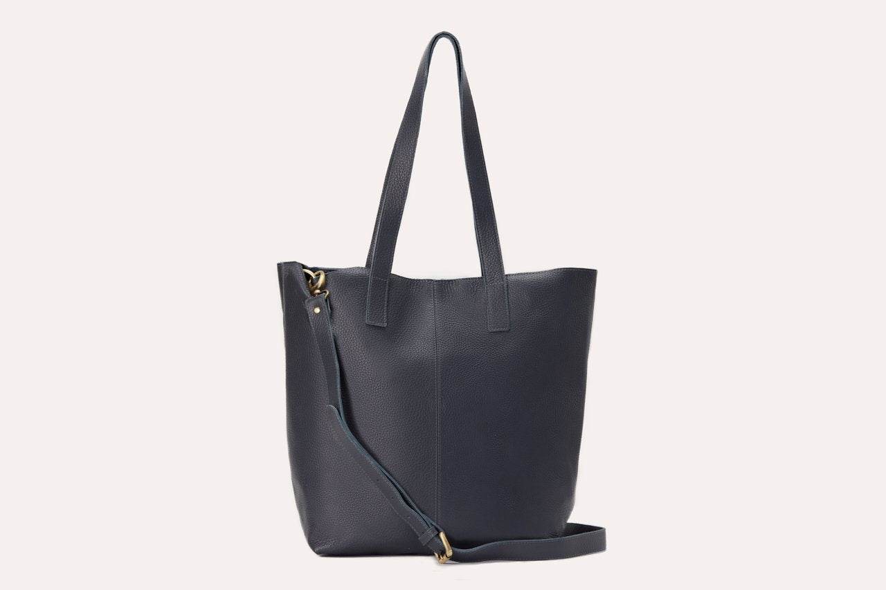 Kiko Journalist Tote Bag in top grain cowhide leather with removable shoulder strap and spacious interior