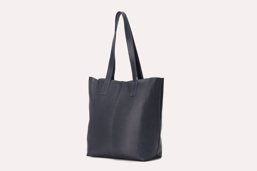 Kiko Journalist Tote Bag in soft top grain cowhide pebble leather with removable strap and magnetic closure