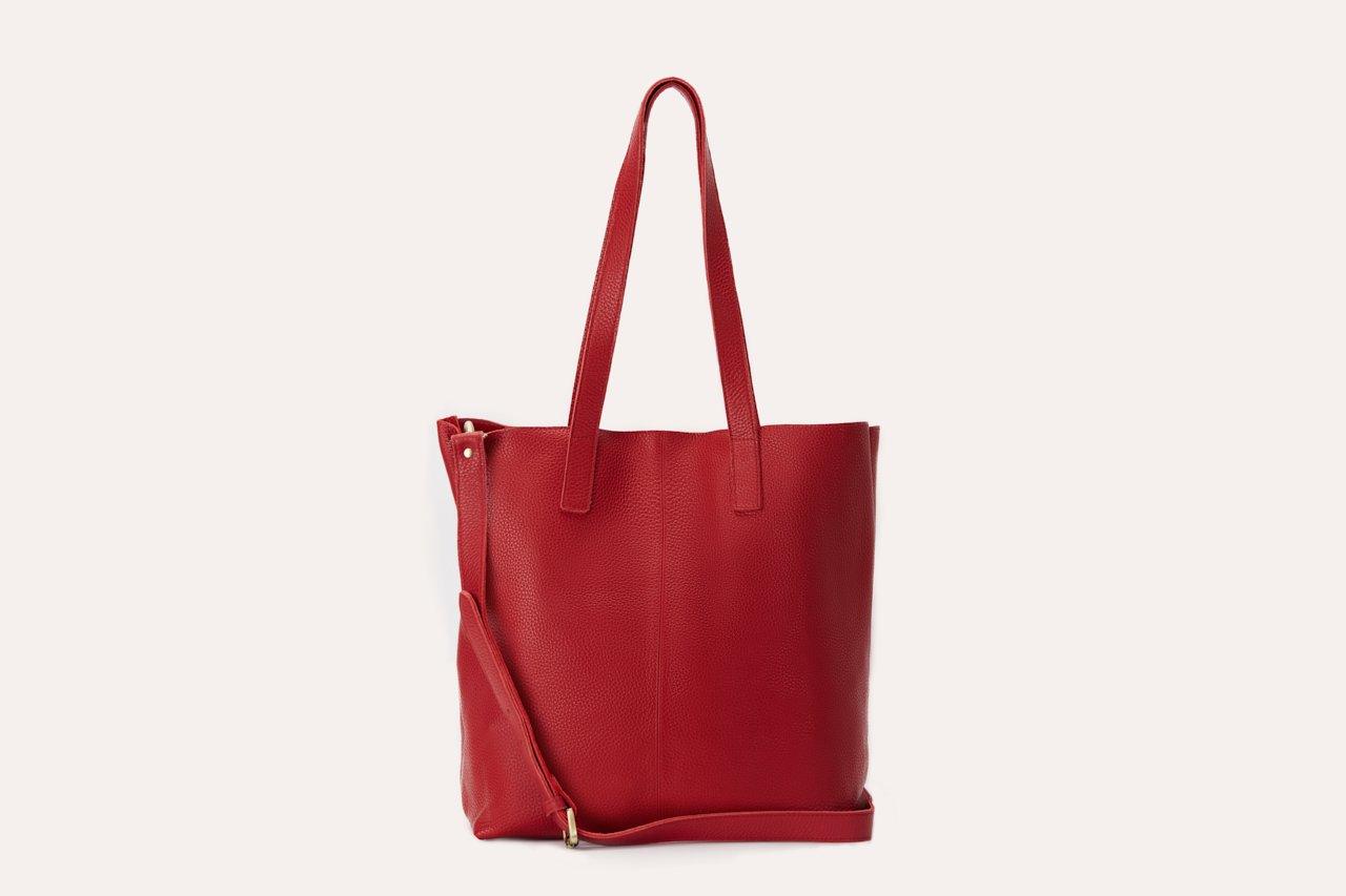 Kiko Journalist Tote Bag in soft top grain cowhide leather with removable strap and spacious pockets