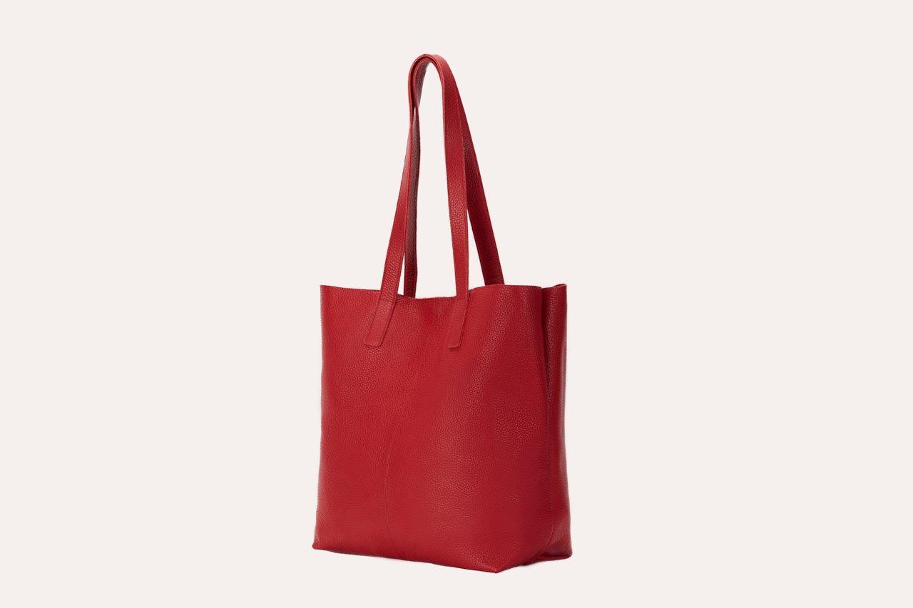 Kiko Journalist Tote Bag in top grain cowhide pebble leather with spacious interior and removable shoulder strap