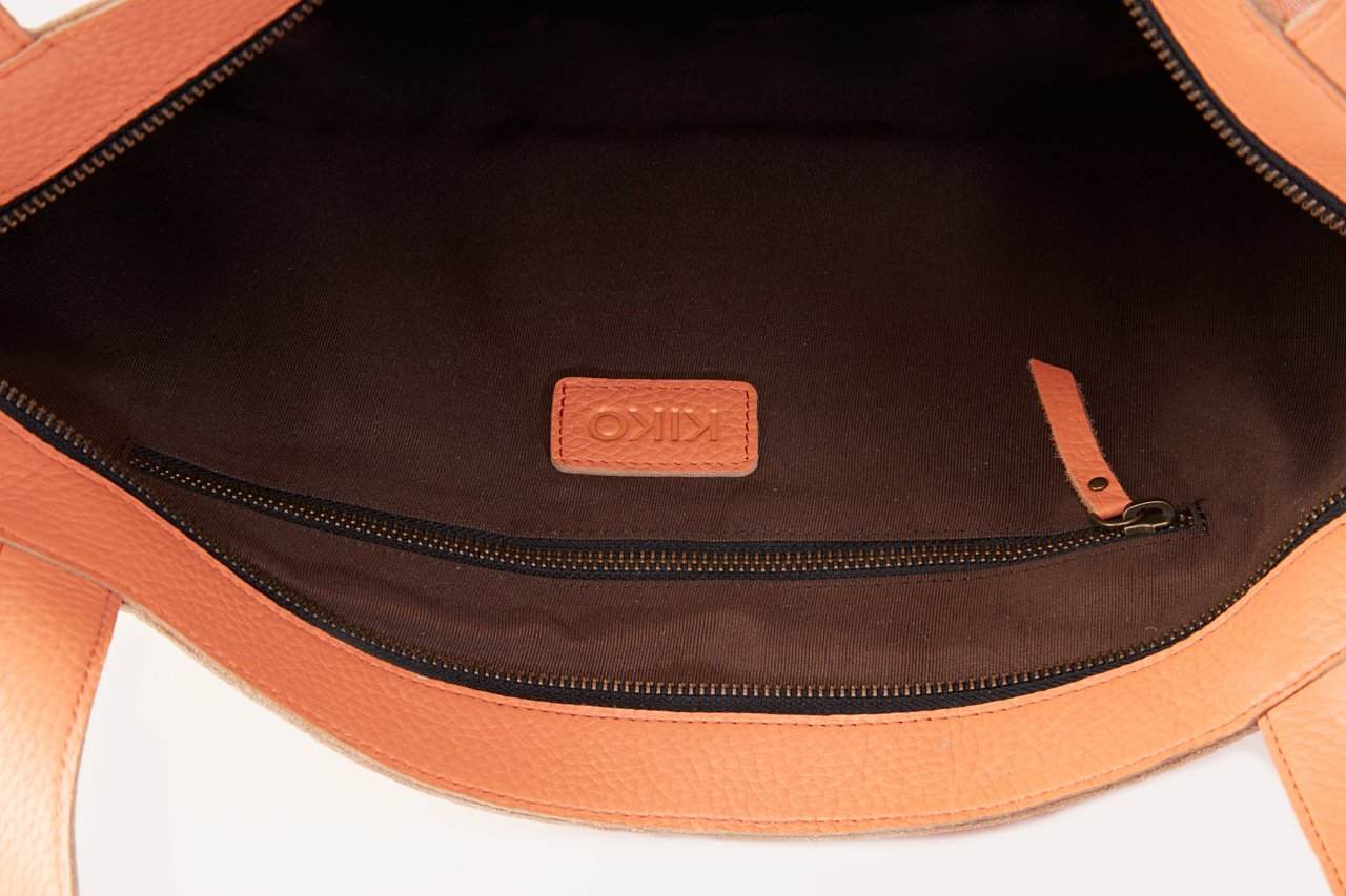 Kiko On The Go Tote Bag genuine leather with zip closure and internal pockets