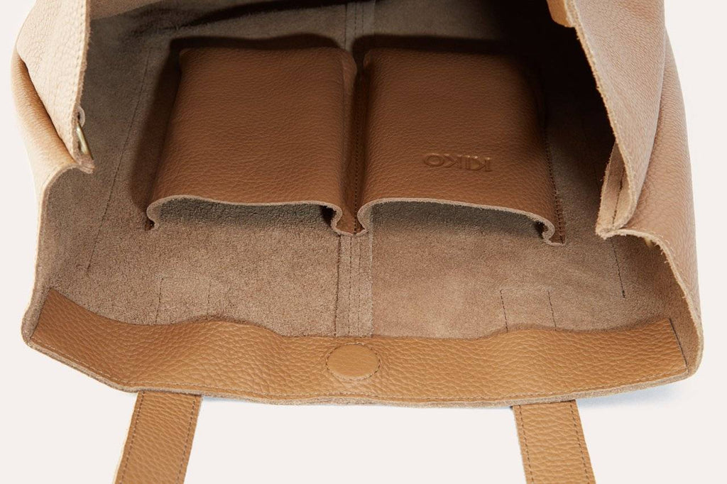 Kiko Journalist Tote Bag made of top grain cowhide pebble leather with removable shoulder strap and spacious interior pockets