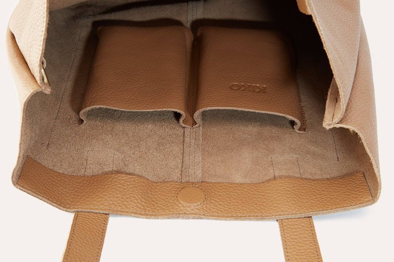 Kiko Journalist Tote Bag made of top grain cowhide pebble leather with removable shoulder strap and spacious interior pockets