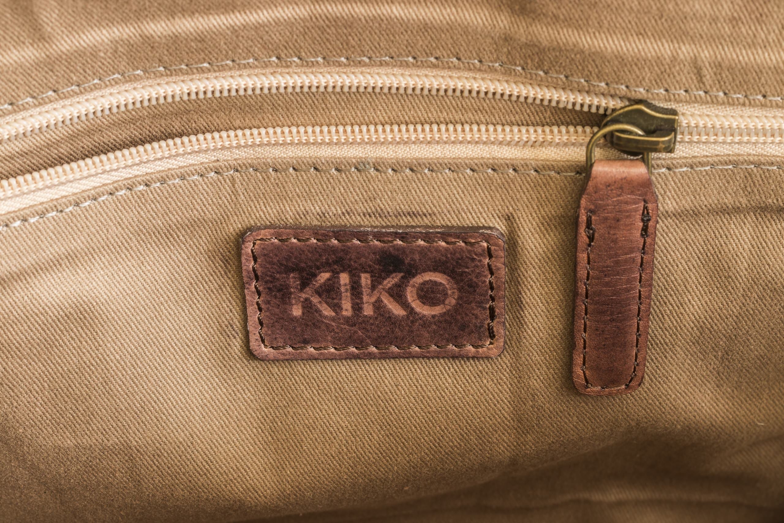 Kiko sleek briefcase genuine washed leather laptop bag with external pockets and adjustable strap