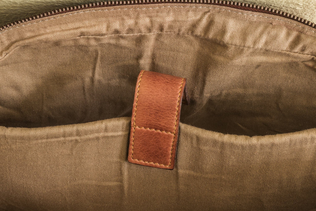Kiko Commuter Briefcase genuine washed leather messenger bag with laptop sleeve and external pockets