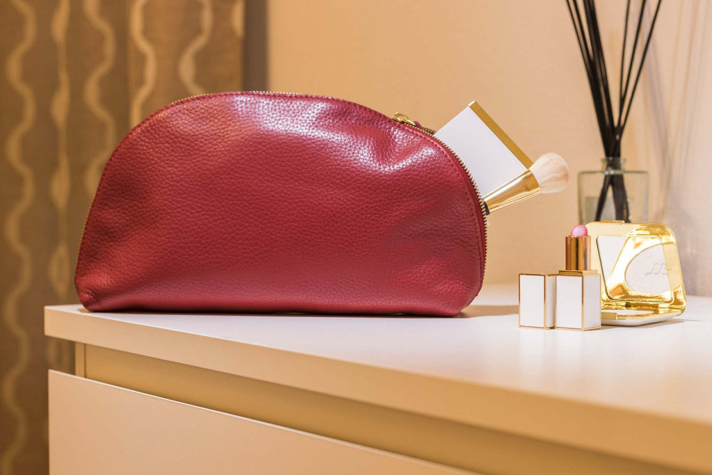 Kiko Travel Case Large genuine pebble leather with zipper closure and internal pocket