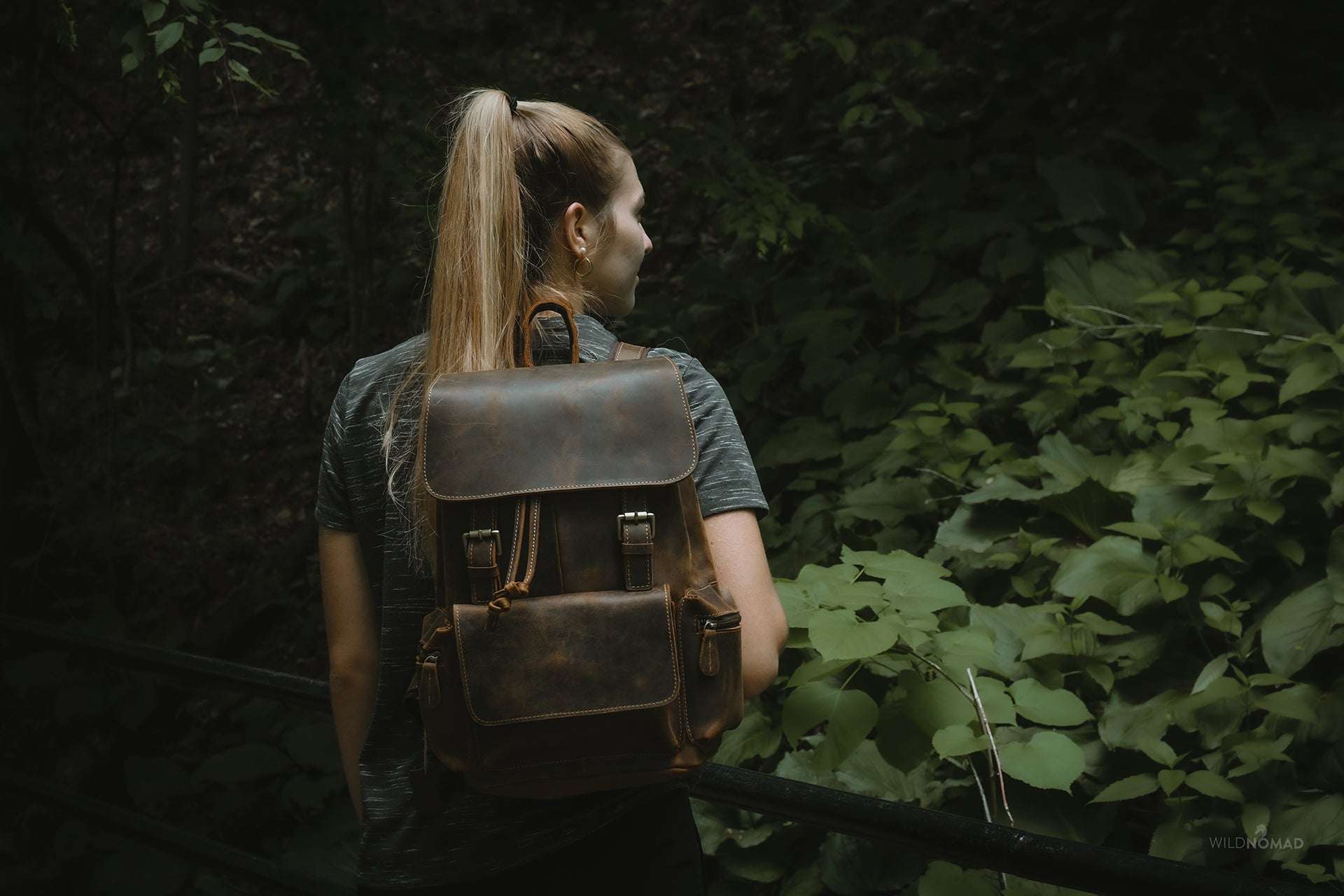Hagen Backpack vintage genuine cowhide leather with adjustable straps and front magnetic pocket