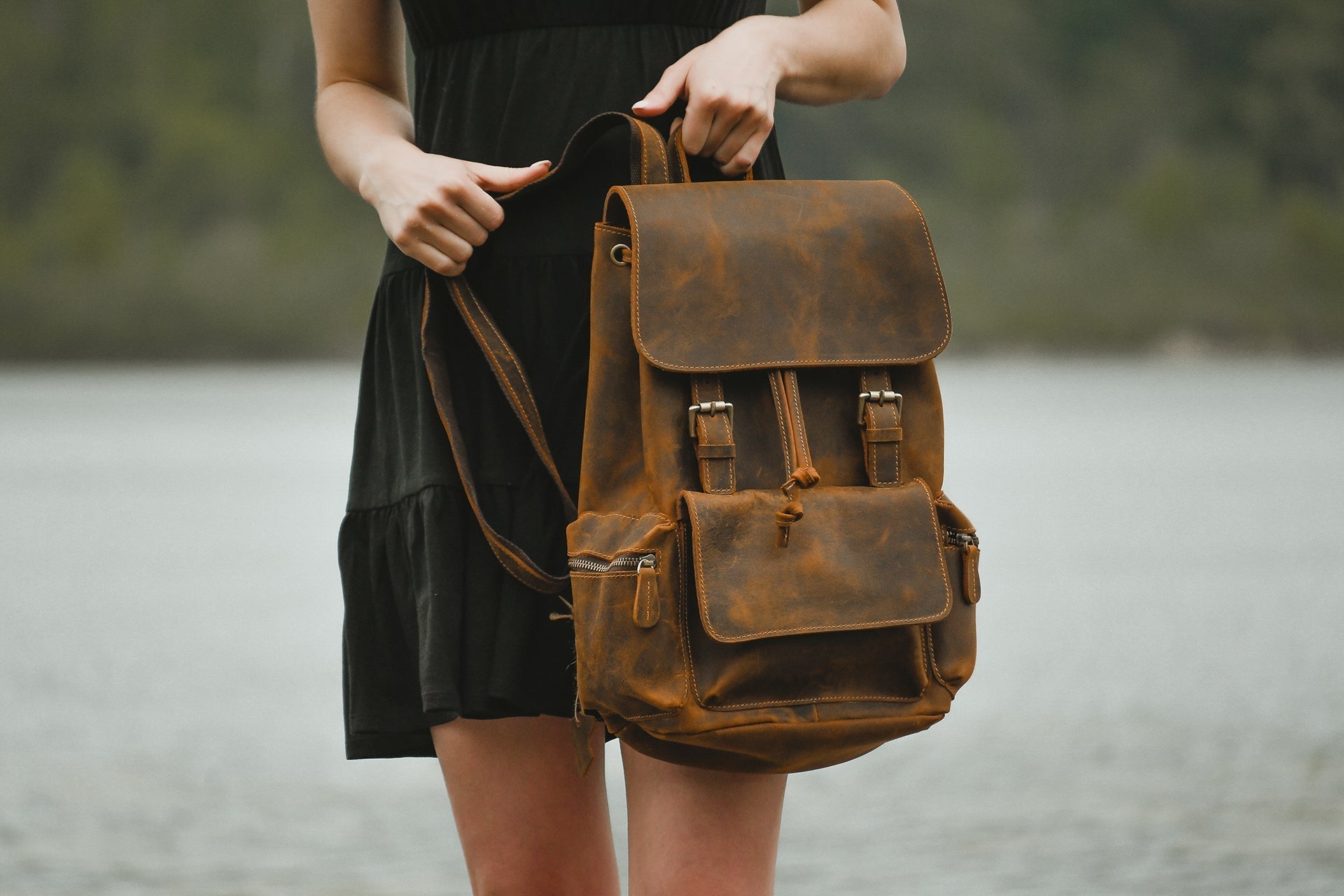 Hagen Backpack vintage genuine leather handmade crazy horse leather stylish durable ergonomic straps spacious compartments