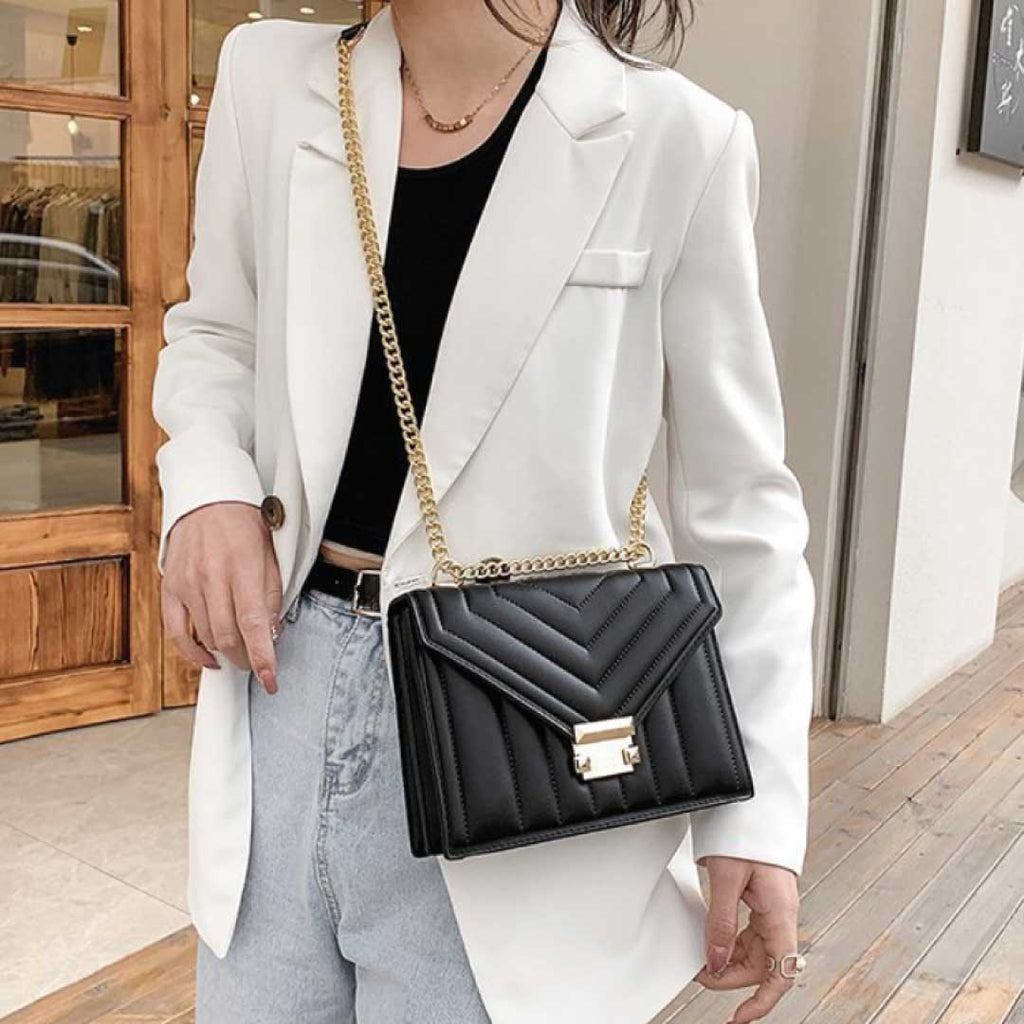 ClaudiaG Roxy Shoulder Bag quilted vegan leather mini bag with gold chain strap and turn-lock closure